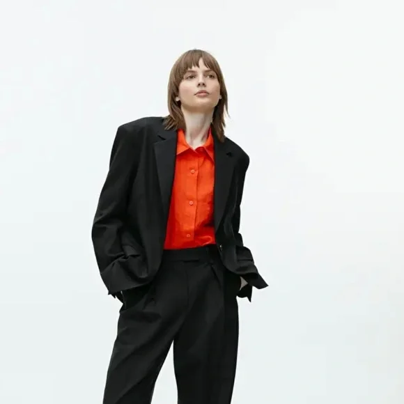 ❌ SOLD ❌ NWT ARKET Oversized Wool Hopsack Blazer in Black - Picture 2 of 8